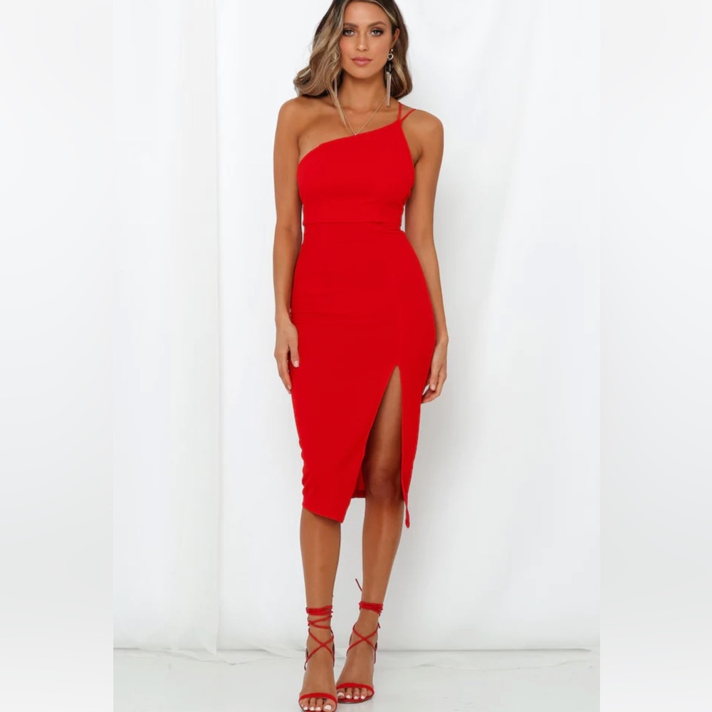 Hello Molly one shoulder red dress